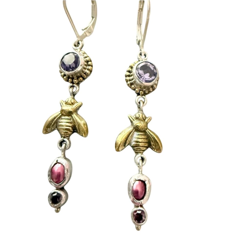 Mars & Valentine Sterling Silver Dangle Bee Earrings